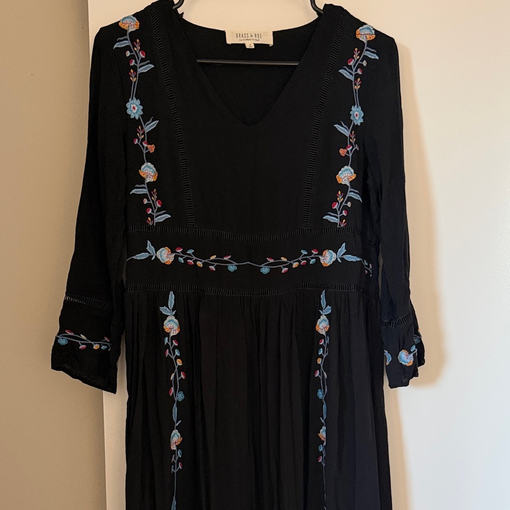 Sundance Black Dress with Blue Embroidery - Picture 2 of 3